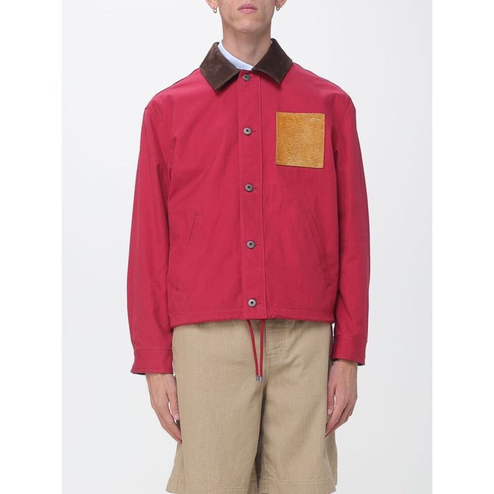 Loewe Men Loewe Workwear Cotton Jacket With Velvet Contrast Collar